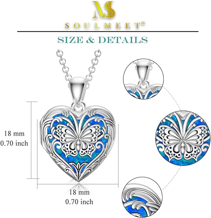 SOULMEET Personalized Silver Locket Necklace That Holds Pictures Photo Keep Someone Near to You, Memorial Custom Lockets Necklaces Letters Engraving for His Her