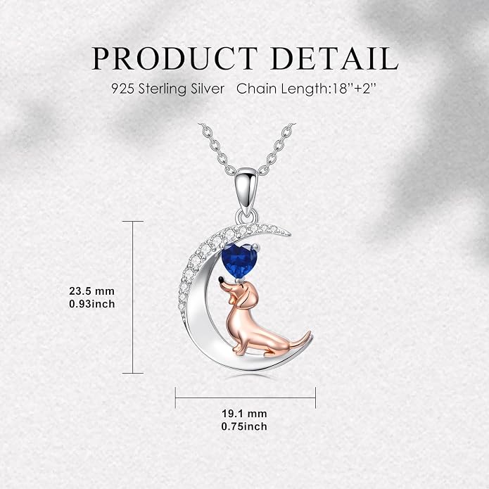 PROESS Animal Birthstone Necklace 925 Sterling Silver Otter/Axolotl/Hippo/Elephant/Dachshund/Monkey/Red Panda Pendant Necklace Animal Birthstone Jewelry Gifts for Women