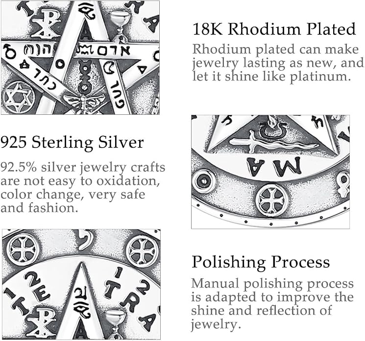 AEONSLOVE Tetragrammaton De Plata 925 Sterling Silver Tetragrammaton Necklace/Metatron Cube Pendant Amuleto De Proteccion Gifts for Women Men