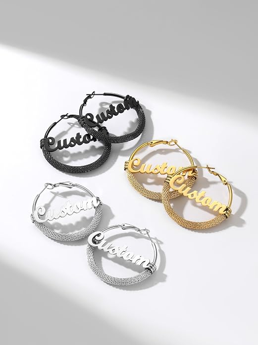 PROSTEEL 30/40/60/80/100mm Chunky Hoop Earrings For Women Gold Plated/Black Stainless Steel Hoops Earrings Statement Jewelry