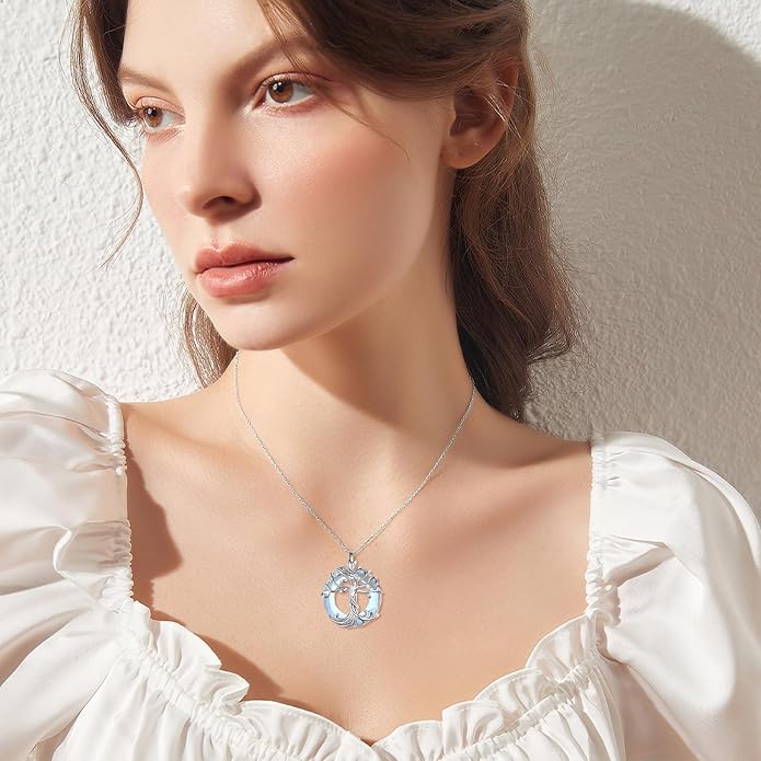 TOUPOP Tree of Life Necklace Gifts for Women 925 Sterling Silver Family Tree Pendant with Crystal Birthday Irish Jewelry Gifts for Women Her Wife Mom