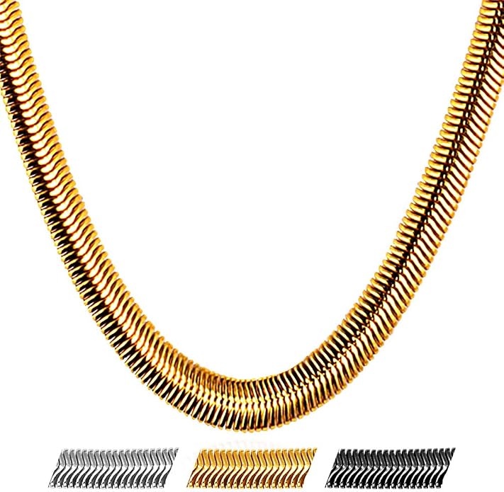 U7 Cuban Link Chain for Men Women Stainless Steel Curb Necklace, 7/9/12/15 MM Chunky Chain Silver/Gold/Black Mens Hip Hop Jewelry 18''-30''