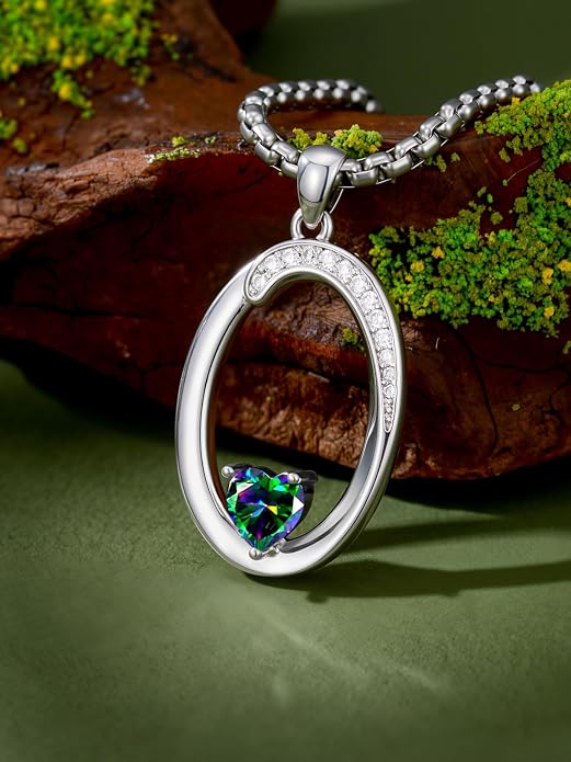 Birthday Gifts for Women Alphabet A to Z Initial Birthstone Pendant Necklaces for Women - 18k White Gold Plated Personalized Name Jewelry Anniversary Graduation Gifts for Wife Her Daughter Girlfriend(with Gift Box)
