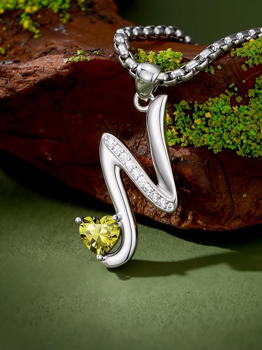 Birthday Gifts for Women Alphabet A to Z Initial Birthstone Pendant Necklaces for Women - 18k White Gold Plated Personalized Name Jewelry Anniversary Graduation Gifts for Wife Her Daughter Girlfriend(with Gift Box)