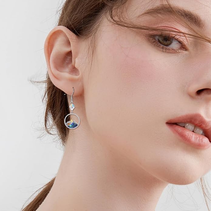 AOBOCO Mustard Seed Earrings for Women Sterling Silver Mountain Cross Earrings Dangle Christian Religion Jewelry Mothers Day Birthday for Mom Wife Friends