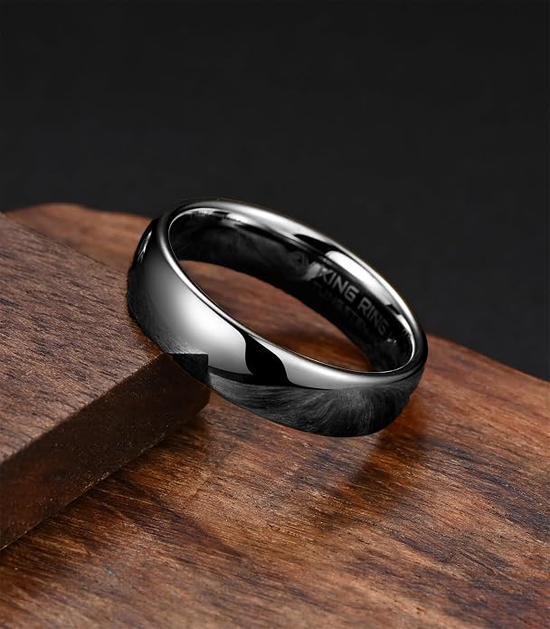 King Ring Tungsten 4/6/8mm Rings – Super Polished Wedding Bands – Designed in USA