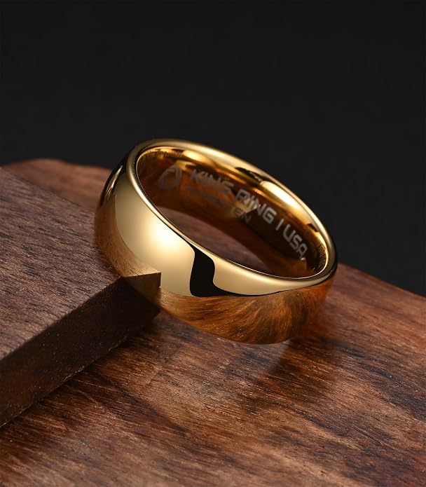 King Ring Tungsten 4/6/8mm Rings – Super Polished Wedding Bands – Designed in USA