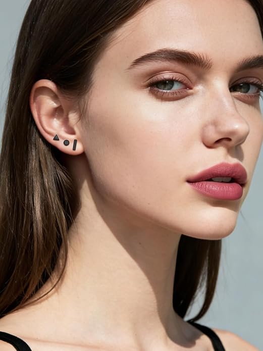 ChicSilver 925 Sterling Silver Earrings Dainty Bar/Circle/Triangle/Star/Ball Stud Earrings for Women with Gift Box, Hypoallergenic Earrings for Sensitive Ears