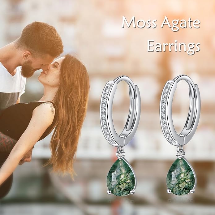 VONALA Dangle Earrings 925 Sterling Silver Opal Larimar Lapis Sapphire Turquoise Moss Agate Crystal Dangling Earrings Jewelry Gift for Women