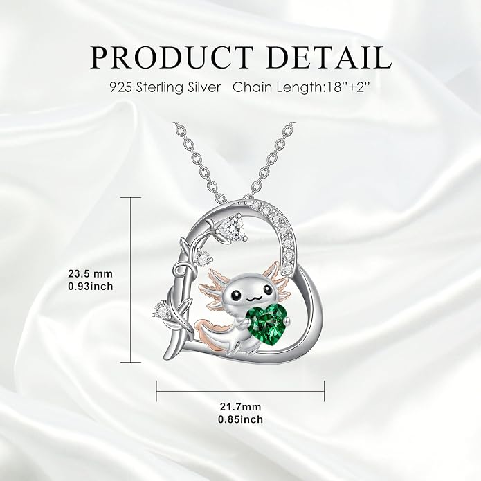 PELOVNY Teddy Bear Necklace for Women 925 Sterling Silver Bear/Highland Cow/Fox/Cat/Axolotl Birthstone Necklace Christmas Birthday Jewelry Gifts for Mom Daughter Wife Sister