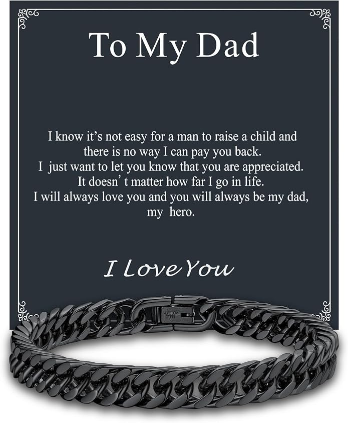 Supcare Unique Anniversary Birthday Valentines Fathers Day Stainless Steel Cuban Link Bracelets for Men Him, To My Man Dad Husband Love Always Remember Wrist Chain Bracelet Jewelry Gifts