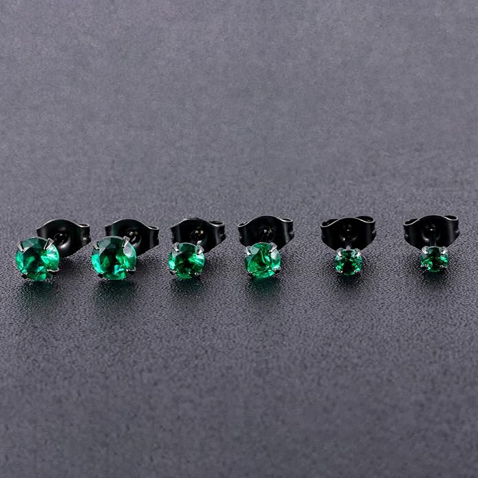 12 Pairs 18K Gold Plated Surgical Stainless Steel Stud Earrings, Star Heart Square Stud Earring for Women, Cubic Zirconia Birthstone Stud Earrings Set