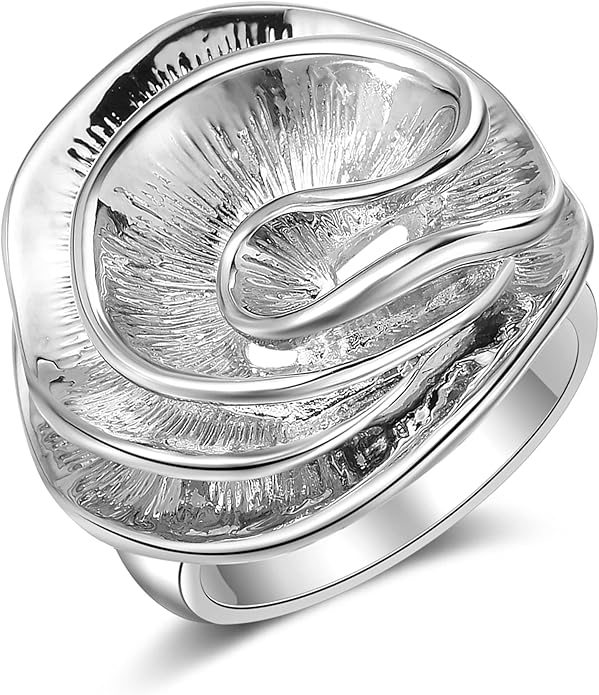 Mytys Cocktail Rings for Women Fashion 18K Gold Plated & Silver Flower Statement Ring Wedding Engagement Party Jewelry Gift