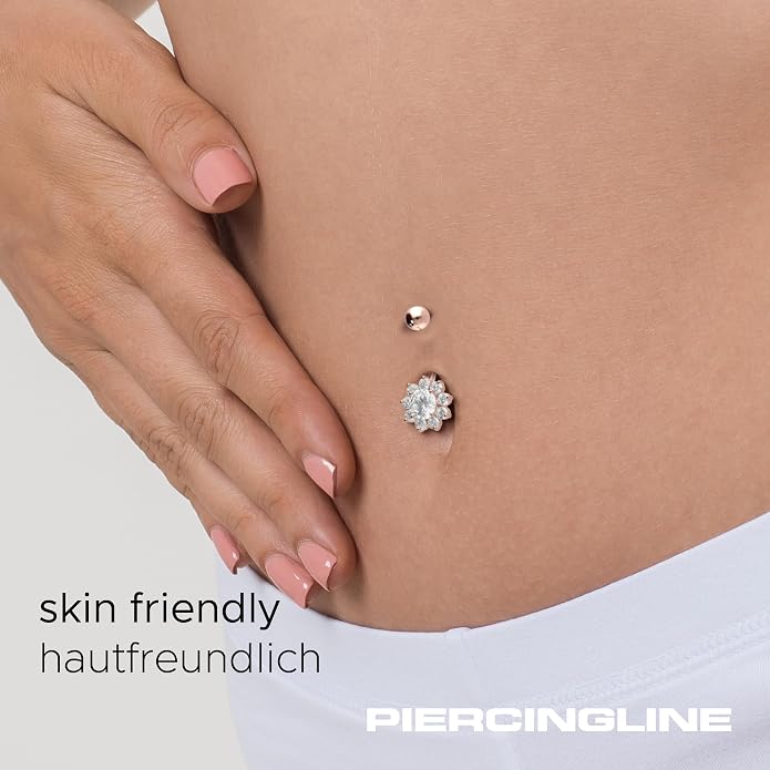 PIERCINGLINE surgical steel flower - belly button ring surgical steel, gold, silver, rosegold piercing - new version with improved durability