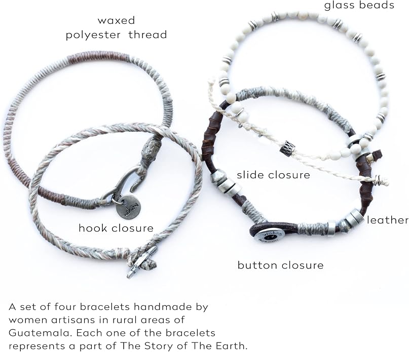 Wakami Earth Charm Bracelet Stack | Braided Beaded Stackable Bracelets for Women | Waterproof Fair Trade Handmade Boho Jewelry for Women and Men
