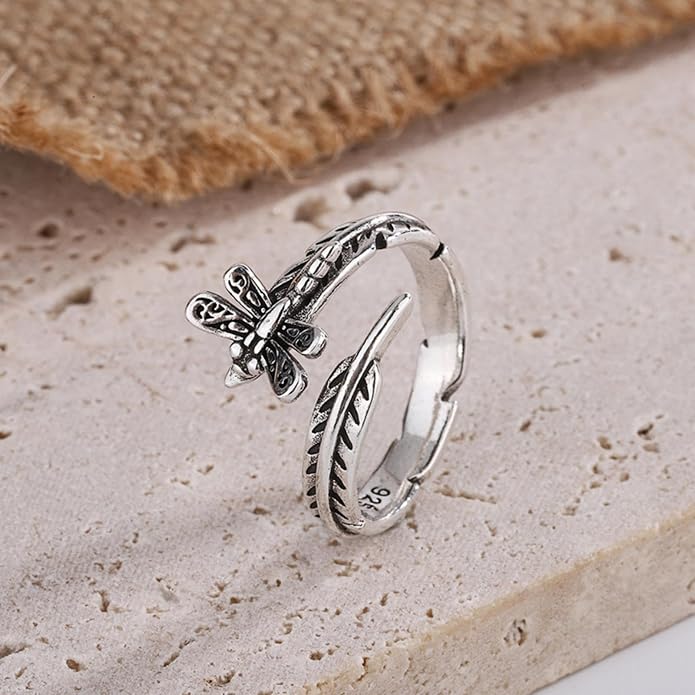 925 Sterling Silver Ring Minimalist Adjustable Rings Band Handmade Rings for Women Girls