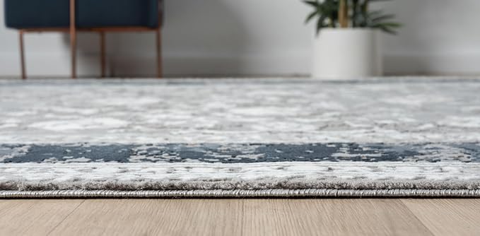 Amber Traditional Floral Area Rug for Living Room, 5x7 Vintage Persian-Inspired Blue Rug, Medium Pile Stain Resistant Carpet for Bedroom, Dining Room or Kitchen (5' x 7', Blue)