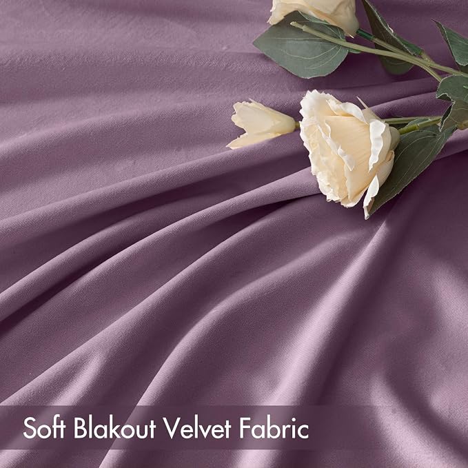 MIULEE Lavender Blackout Velvet Curtains Drapes 96 Inch Long 52"x96" | Luxurious Bedroom Living Room Decor, Room Darkening, Thermal Insulated, Rod Pocket Design, Super Soft Fabric