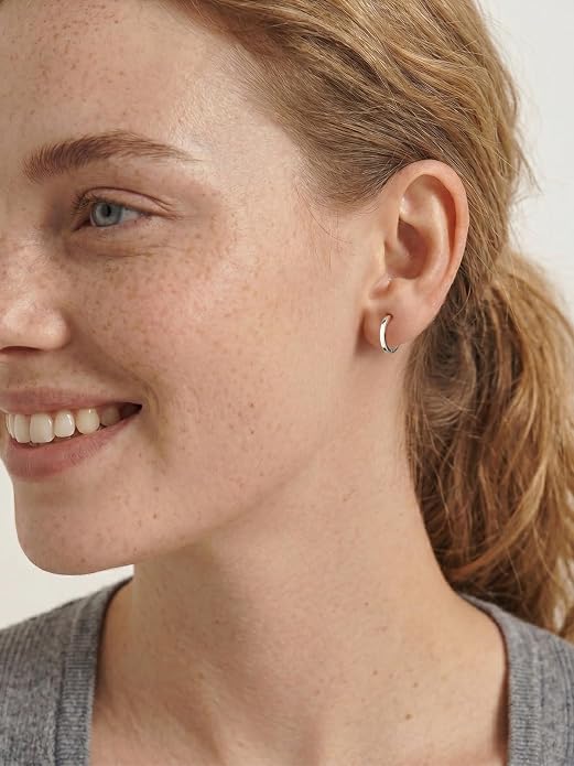 Silvora Sterling Silver Hoop Earrings for Women, Small Hoops 14K Gold Plated/925 Silver/Rose Gold/Black, Hypoallergenic Huggie Lightweight Cartilage Sleeper Earrings 8/10/12/14/16/18/20mm