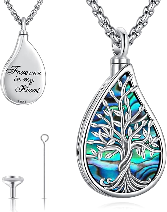Jewelry Gifts - Tree of Life Necklace Sterling Silver Abalone Shell/Opal/Moonstone/Black Onyx/Turquoise/Malachite/Crystal Family Tree of Life Jewelry for Women Men