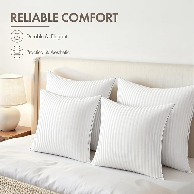 MIULEE 18x18 Throw Pillow Inserts Set of 4, 100% Virgin Microfiber Filling | Firm and Fluffy Decorative Pillows for Couch Sofa Bed, Cotton Cover Pillow