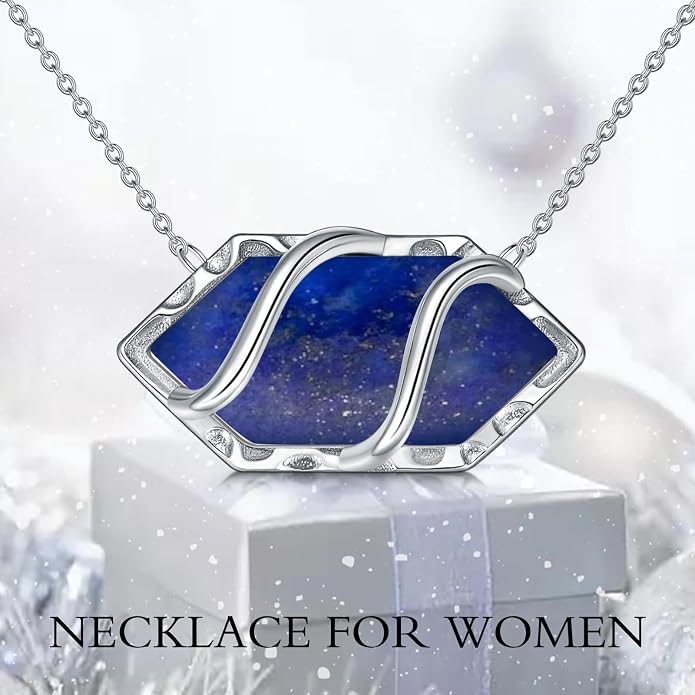 HPQQ Teardrop Necklace 925 Sterling Silver Filigree Gemstone Pendant Necklace Fine Jewelry Birthday Mother's Day Gifts for Women Her Mom