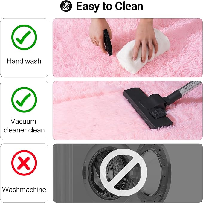 qulint Pink Rugs for Bedroom Girls, 2x3 Fluffy Area Rugs for Living Room Soft Shag Fuzzy Small Carpet, Plush Shaggy Cute Alfombras for Kids Boys and Girls Dorm Home Decor (2ft x 3ft, Pink)