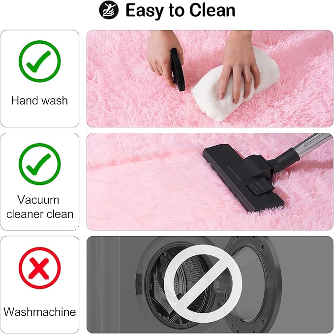 qulint Pink Area Rugs for Bedroom, 4x6 Fluffy Soft Kids Rugs for Girls Shag Carpet for Living Room, Small Fuzzy Plush Shaggy Alfombras for Nursery Dorm Room Home Decor (4ft x 6ft, Pink)
