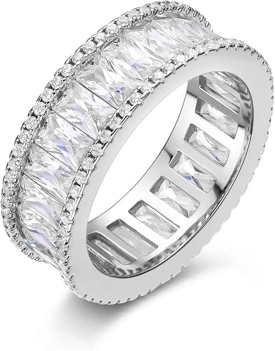 MDFUN 18K Gold Plated Eternity Rings for Women Cubic Zirconia Wedding Promise Engagement Band