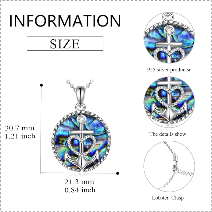 Moon Sun Star Necklace 925 Sterling Silver Abalone Shell Celestial Jewelry Gift for Women