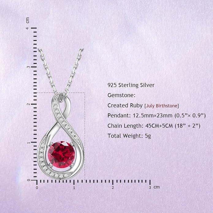 925 Sterling Silver Birthstone Necklace for Women Infinity Necklaces Birthday Anniversary Fine Jewelry Gifts for Mother Women, Adjustable Chain