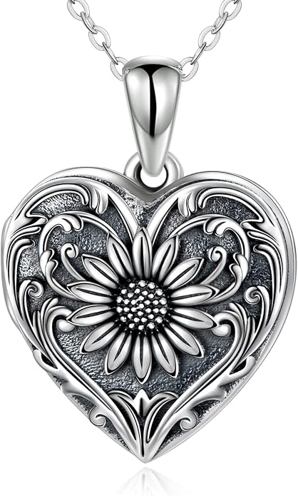 SOULMEET Personalized Silver Locket Necklace That Holds Pictures Photo Keep Someone Near to You, Memorial Custom Lockets Necklaces Letters Engraving for His Her