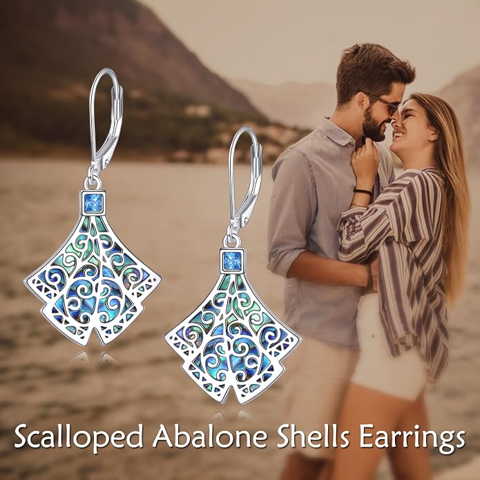 Abalone Shell Dangle Drop Earrings for Women 925 Sterling Silver Filigree Bohemian Earrings Jewelry Gift