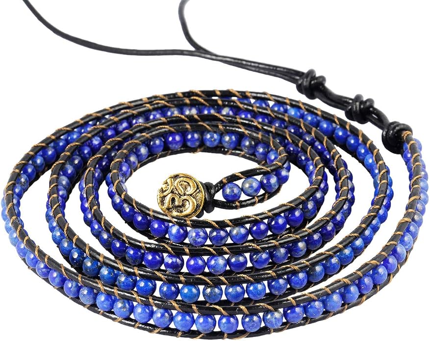 Nupuyai Handmade Leather Beaded Stone Wraps Bracelet Collection for Unisex