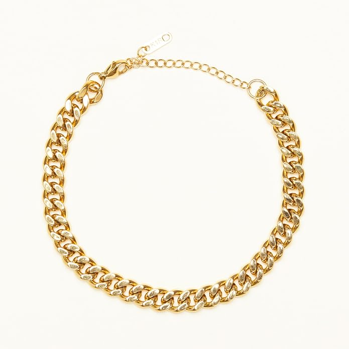 Shapes Studio 18K Gold Plated Titanium Round Curb Chain Anklet, Never Tarnish, Women Jewelry, Body Jewelry