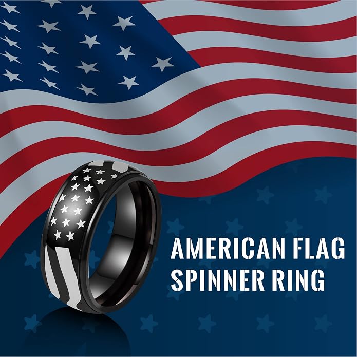 LAOYOU Fidget Anxiety Ring for Men | 8mm Spinner Band for Calming, Worry, Stress Relief & Mindfulness | Hypoallergenic Stainless Steel Comfort Fit Non Tarnish