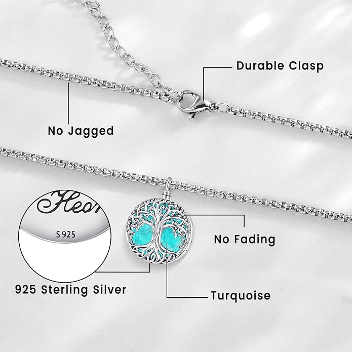 Jewelry Gifts - Tree of Life Necklace Sterling Silver Abalone Shell/Opal/Moonstone/Black Onyx/Turquoise/Malachite/Crystal Family Tree of Life Jewelry for Women Men