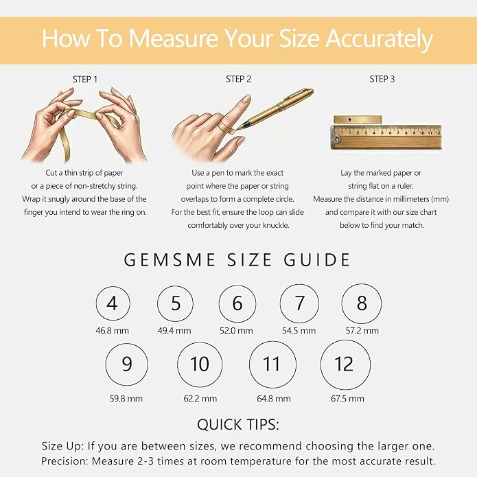 Gemsme 18K Yellow Gold Filled Cubic Zirconia Eternity Band Ring for Women Size 5-10