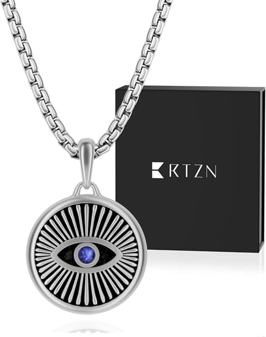 RTZN® Pendant Necklace for Men – Premium Stainless Steel Silver Pendant Necklace with 22" Chain – Waterproof & Non-Tarnish Small Pendants for Men – Bold Symbols of Strength & Legacy