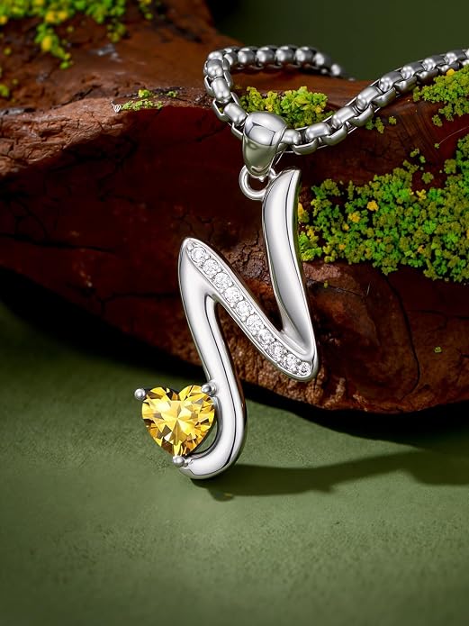 Birthday Gifts for Women Alphabet A to Z Initial Birthstone Pendant Necklaces for Women - 18k White Gold Plated Personalized Name Jewelry Anniversary Graduation Gifts for Wife Her Daughter Girlfriend(with Gift Box)