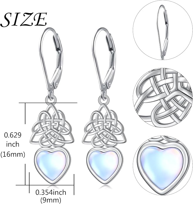 925 Sterling Silver Filigree Dangle Drop Earrings Daisy/Lotus/Rose Flower/Moonstone Leverback Teardrop Earrings for Women Infinity Celtic Knot Daisy Lotus Jewelry for Mothers Day
