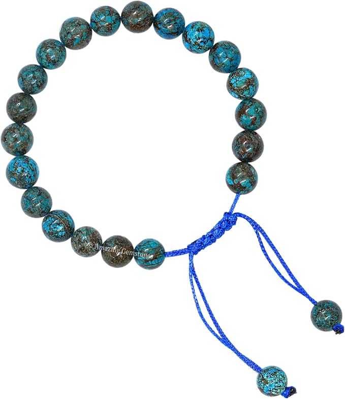 Amazing Gemstone Sea Pattern Bracelet, Gifts for Men & Women - Protection Healing Crystal Bracelet - 8mm Gemstone Beaded Adjustable Bracelet, Pulseras para Hombres Mujer Stocking Stuffers