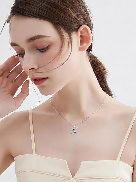 Dorunmo Axolotl Necklace 925 Sterling Silver Axolotl Birthstone Pendant Cute Animal Axolotl Jewelry Gifts for Women