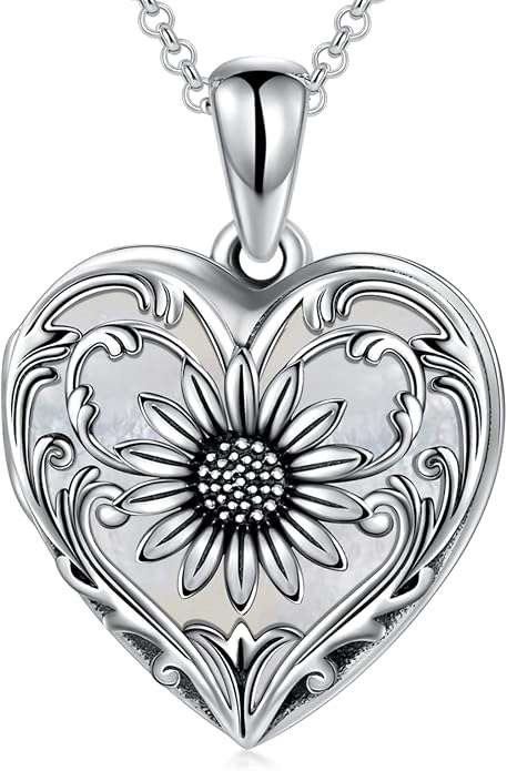 SOULMEET Personalized Silver Locket Necklace That Holds Pictures Photo Keep Someone Near to You, Memorial Custom Lockets Necklaces Letters Engraving for His Her