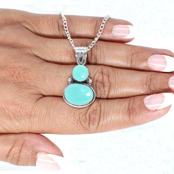 Handmade Genuine 925 Sterling Silver Pendant Necklace Natural Gemstone Crystal, Lapis, Onyx, Amber Oval Round Boho Jewelry For Women