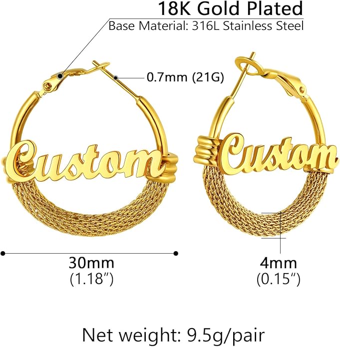 PROSTEEL 30/40/60/80/100mm Chunky Hoop Earrings For Women Gold Plated/Black Stainless Steel Hoops Earrings Statement Jewelry