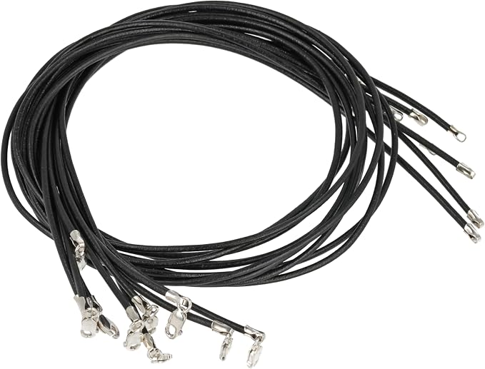 The Beadsmith Greek Leather Necklaces – Black, 16” in Length, Assembled with Sterling Silver Lobster Clasp, 12-Pack