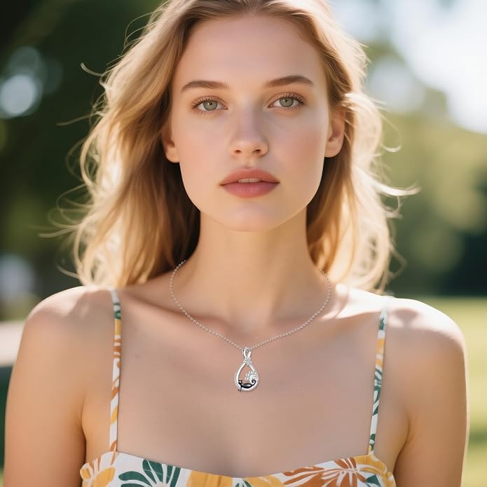 Cat Necklace Sterling Silver Cat Zircon Pendant Gothic Jewelry for Women Animal Lovers Gifts