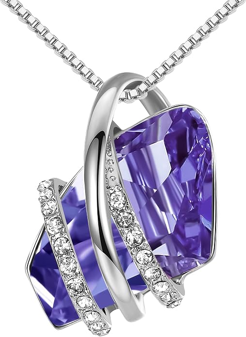 Leafael Wish Stone Pendant Necklace with Birthstone Crystal, 18K Rose Gold Plated/Silvertone, 18" + 2"