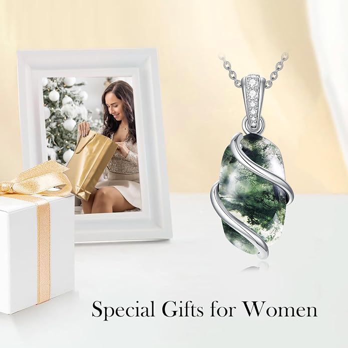 HPQQ Necklace for Women 925 Sterling Silver Dainty Gemstone Pendant Fine Jewelry Birthday Mothers Day Gifts for Mom Wife Her